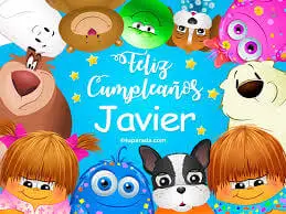 felicitaciones coloridas para desear un feliz cumpleaños a Javier